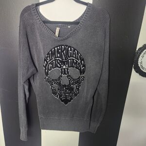 Affliction Charcoal V-Neck Sweater